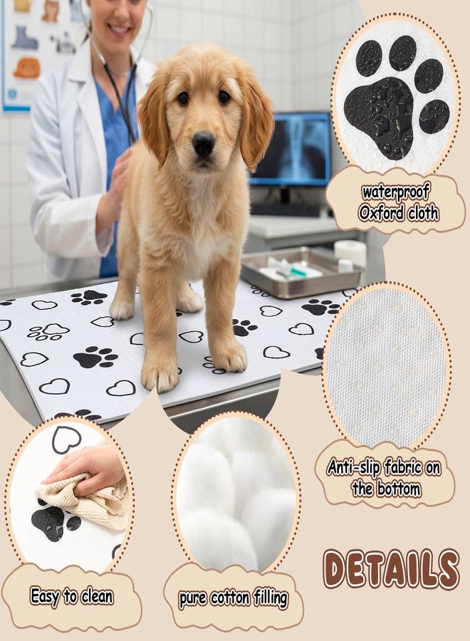 AceOrbit 24x36 Inch Non-Slip Dog Grooming Mat for Table Dog Vet Mat Black and White Paw Print Pet Grooming Pad for Cat Pet Checkups Rehabilitation Bath, Waterproof and Easy to Clean - Image 4